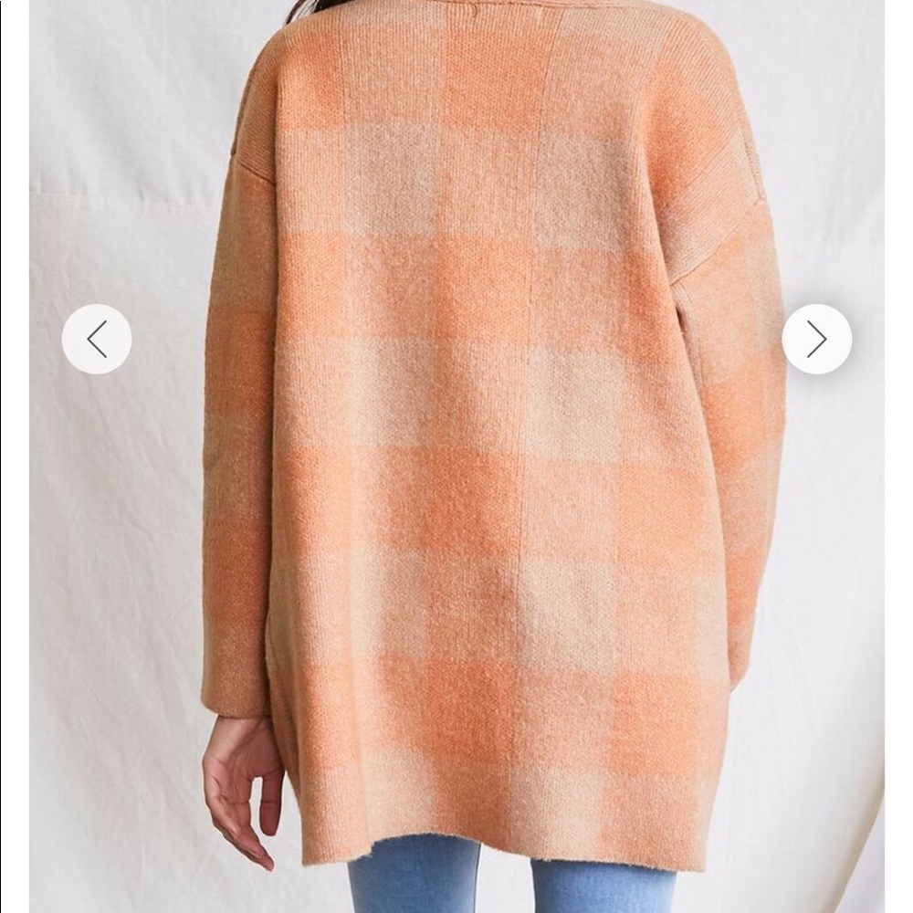 Forever 21 Peach Plaid Cardigan Sweater - Picture 3 of 8
